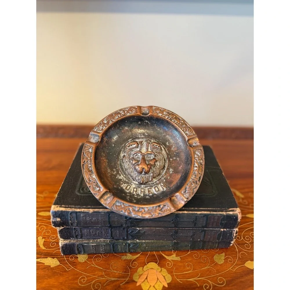 Vintage‎ Lion Ashtray - Cast Metal Copper Tone Catchall